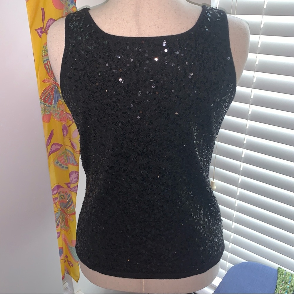 Embellished Sequin Sweater Shell, Large